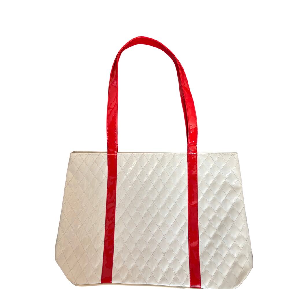3 Shoulder Shopper Totes Bags NWT Michael Kors gwp Kohls Red Suede White Patent - Picture 3 of 8